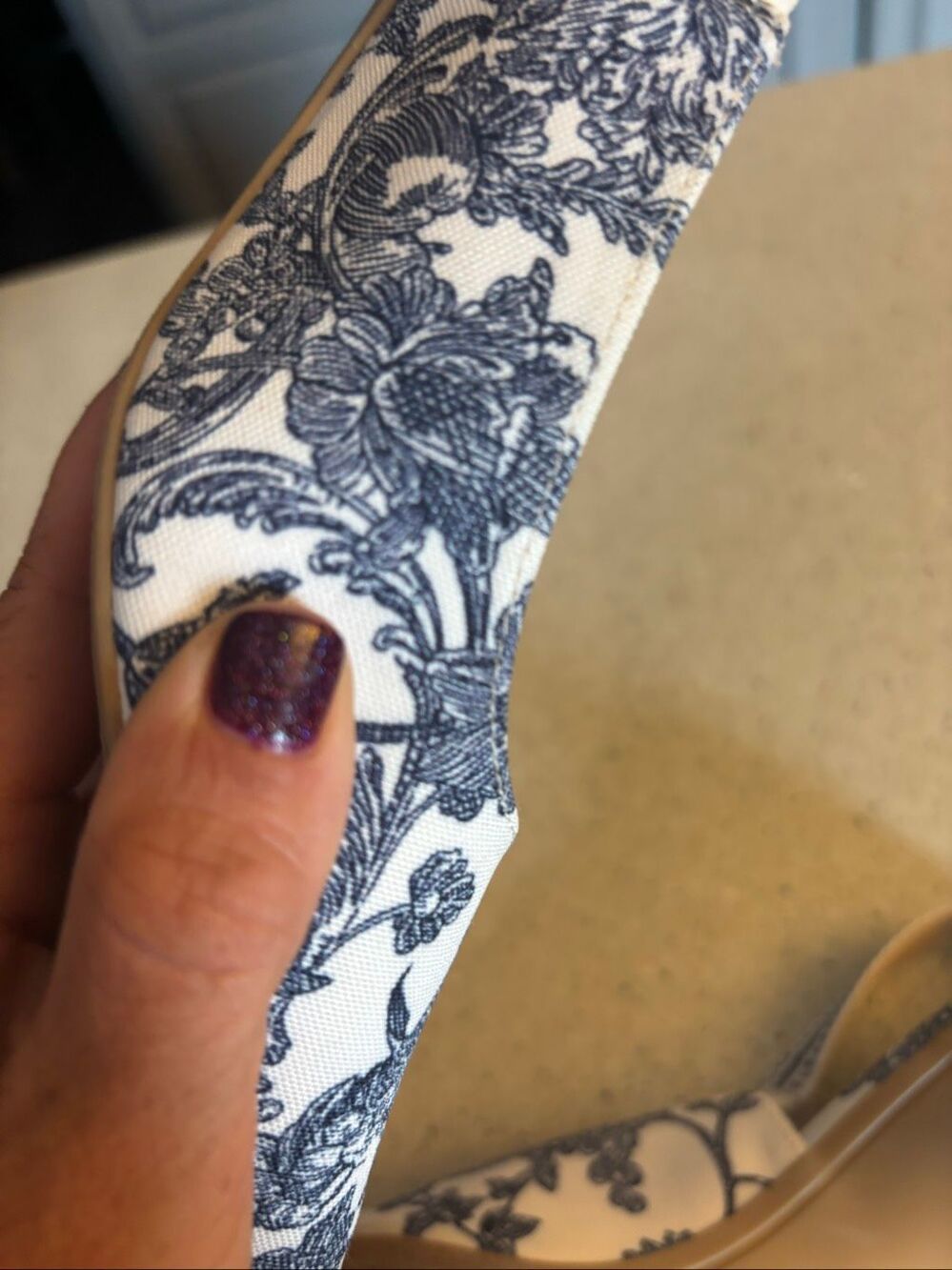 A new day, blue and white kitten heels - Picture 6 of 6